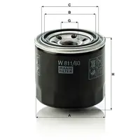 Mann W 811/80 filter ulja Bedford/Belarus/Branson Tractors/Carraro/Chrysler/Dodge/Ford/Great Wall/Hyundai/Isuzu/Kia/Kioti/Landini/Lotus/Mazda/Mitsubishi/New Holland/Opel/Smart/Subaru