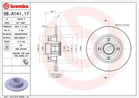 Brembo 08.A141.17 kočioni disk sa ležajem Renault Clio III/Megane II/Modus/Grand Modus/Thalia II/Twingo II/Wind