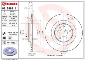Brembo 09.B969.11 kočioni diskovi par Audi A4 (B8/B9)/A5/A6 (C7/C8)/A7/A8/Q5/Q7/VW Touareg/Porsche Macan