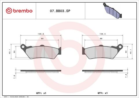 Brembo 07BB03SP zadnje pločice za motocikle Aprilia/BMW/Ducati/Honda/KTM/Moto Guzzi/Moto Morini/Yamaha