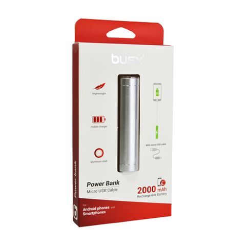 Busy prenosivi punjač Power bank 2000 mAh sa kablom 50708