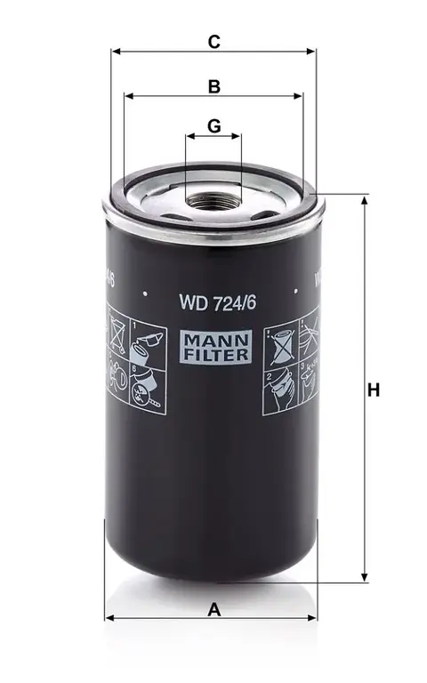 Mann WD 724/6 filter hidraulike Atlas/Liebherr/Linde/Voegele